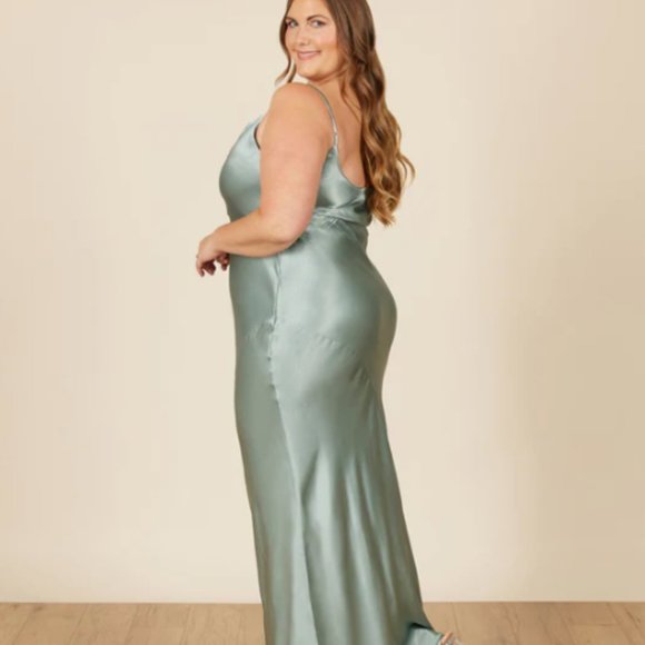 Belmont Dress by Park & Fifth in Satin Sage - Picture 2 of 10